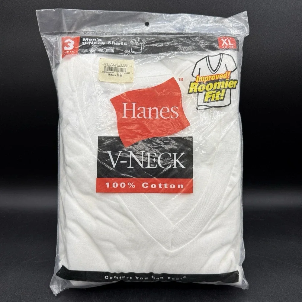 NEW Vintage 2000 Hanes Mens Crew‎ Neck T Shirts 3 Pack, X-Large XL, 100% Cotton